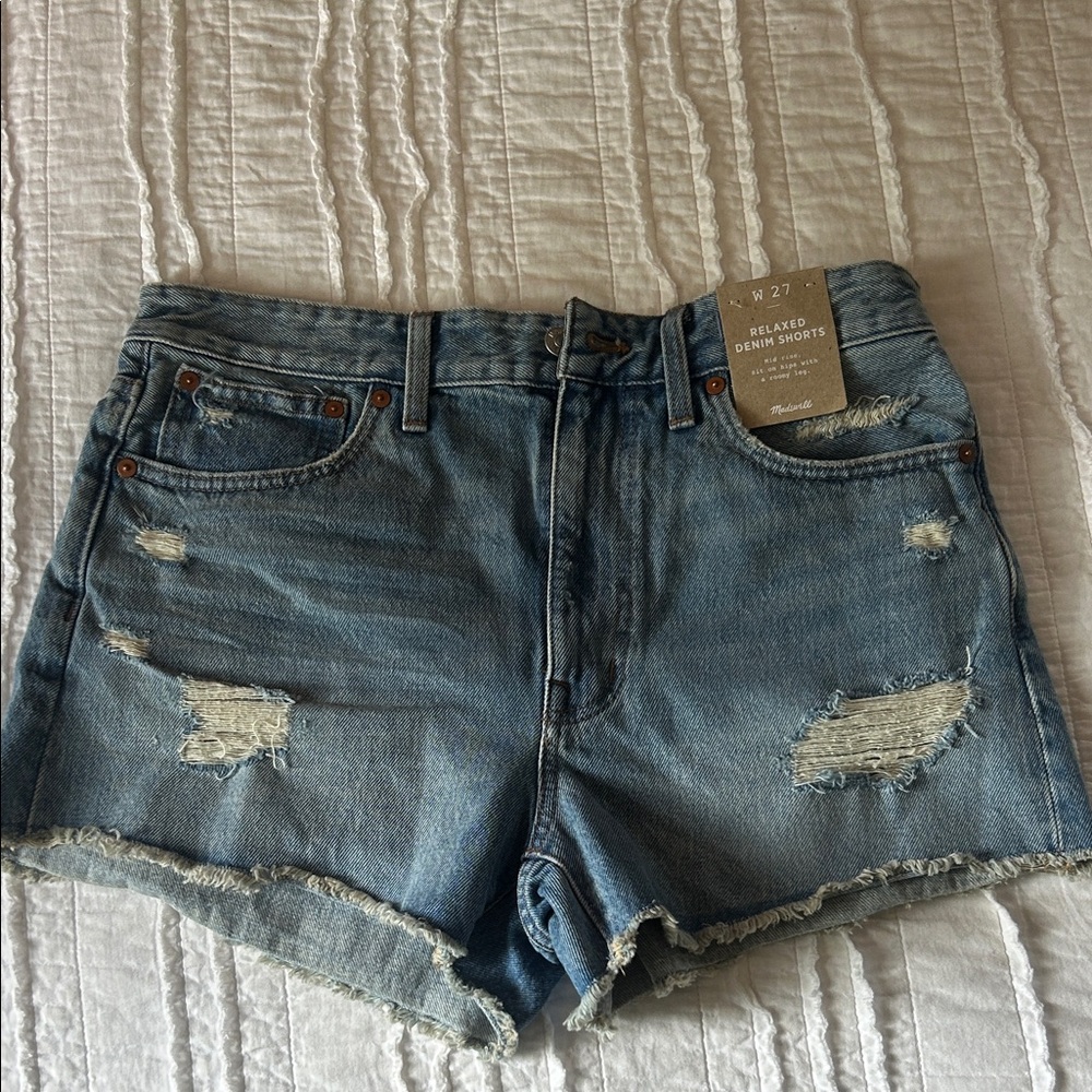 Madewell Distressed Blue Jean Shorts